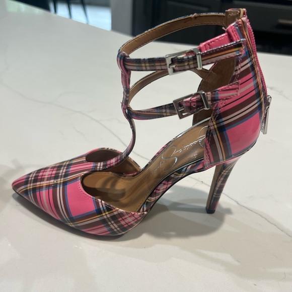 Pink Plaid Heels - Picture 2 of 7